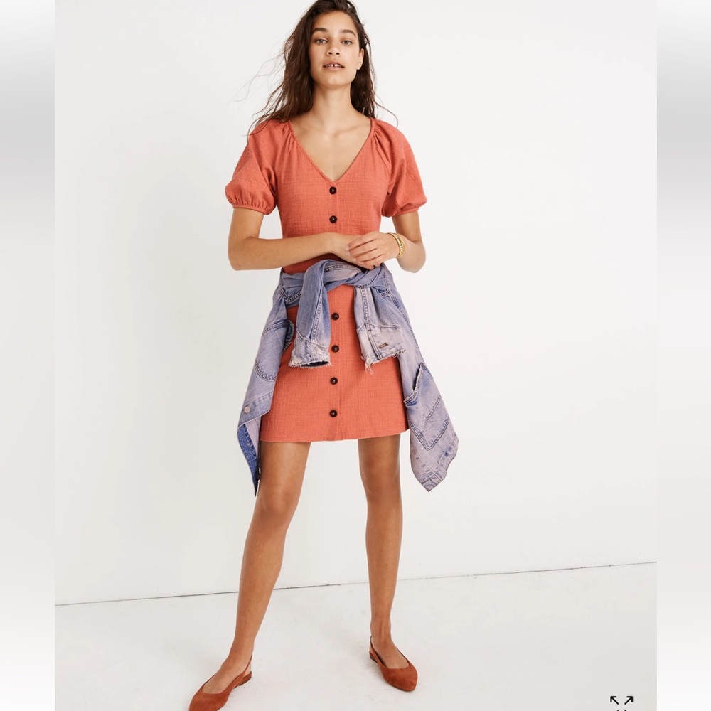 MADWELL TEXTURE & THREAD size LARGE Puff Sleeve Dress Sweet Dahlia $95